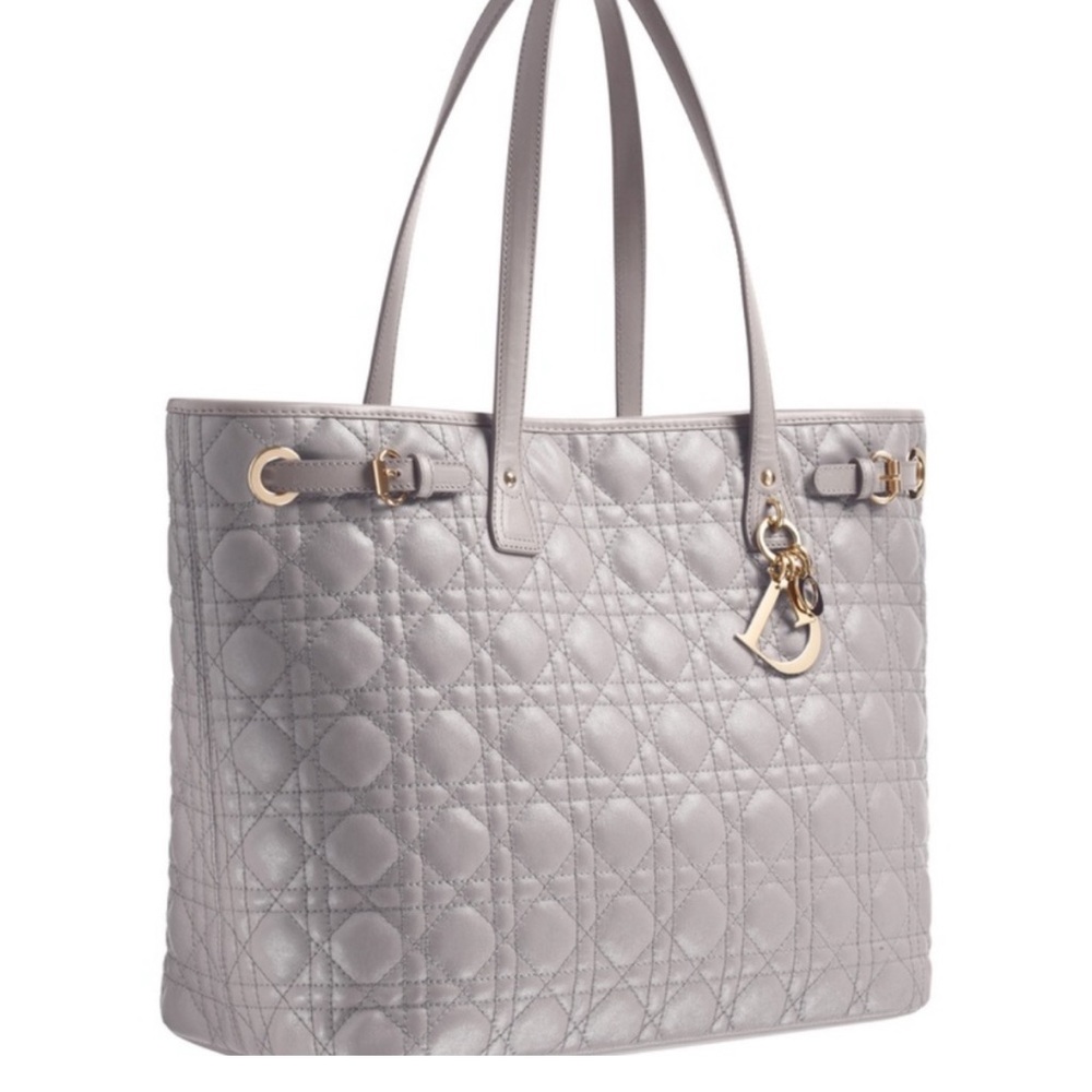Christian Dior Gray Cannage Quilted Medium Panarea Tote Bag